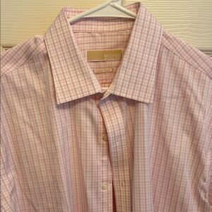 Michael Kors Men's Pink Plaid long sleeve Dress Shirt